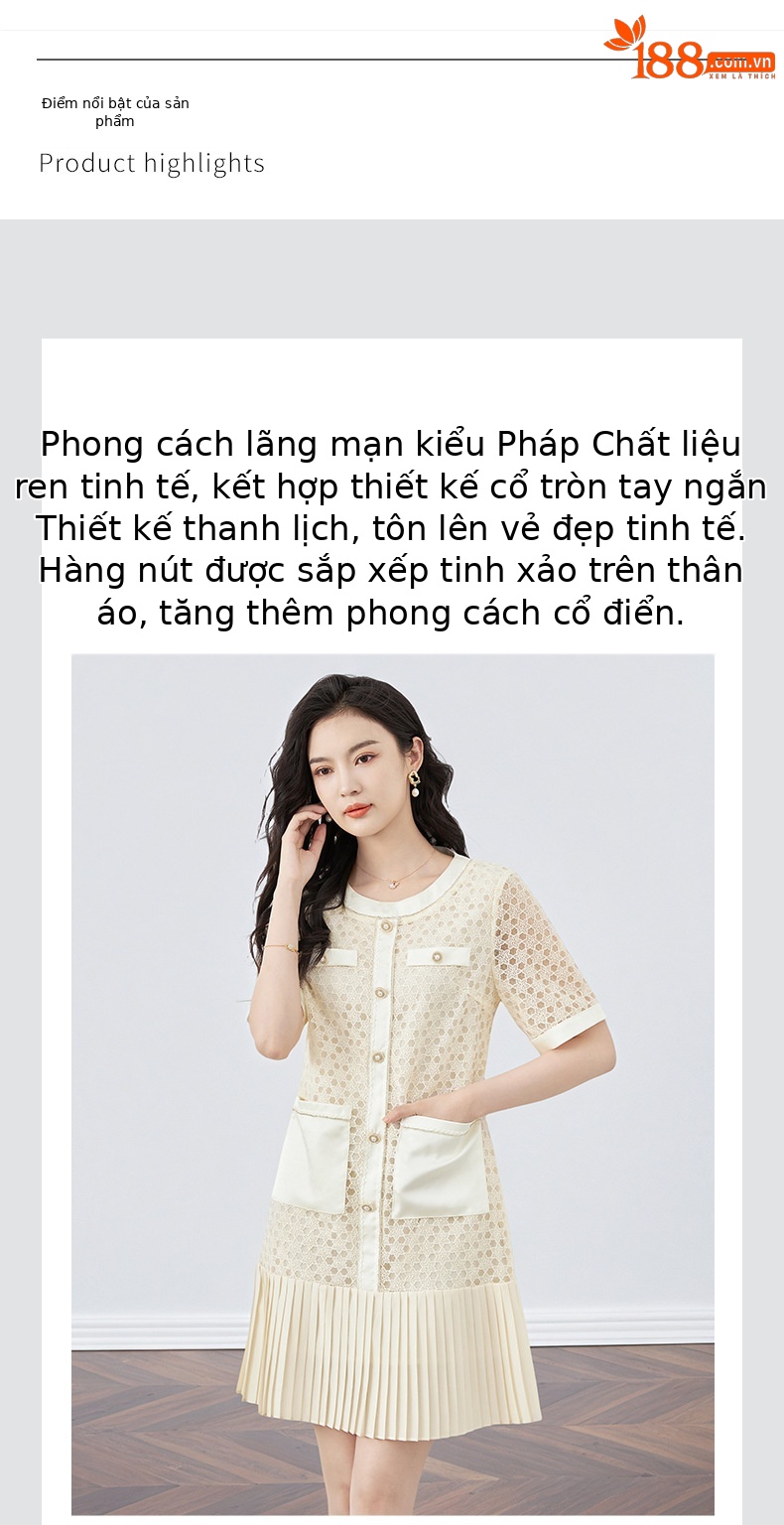 Váy maxi ren hoa hòa tan kết hợp voan crepe xếp ly tay ngắn — Màu mơ chi tiết 4