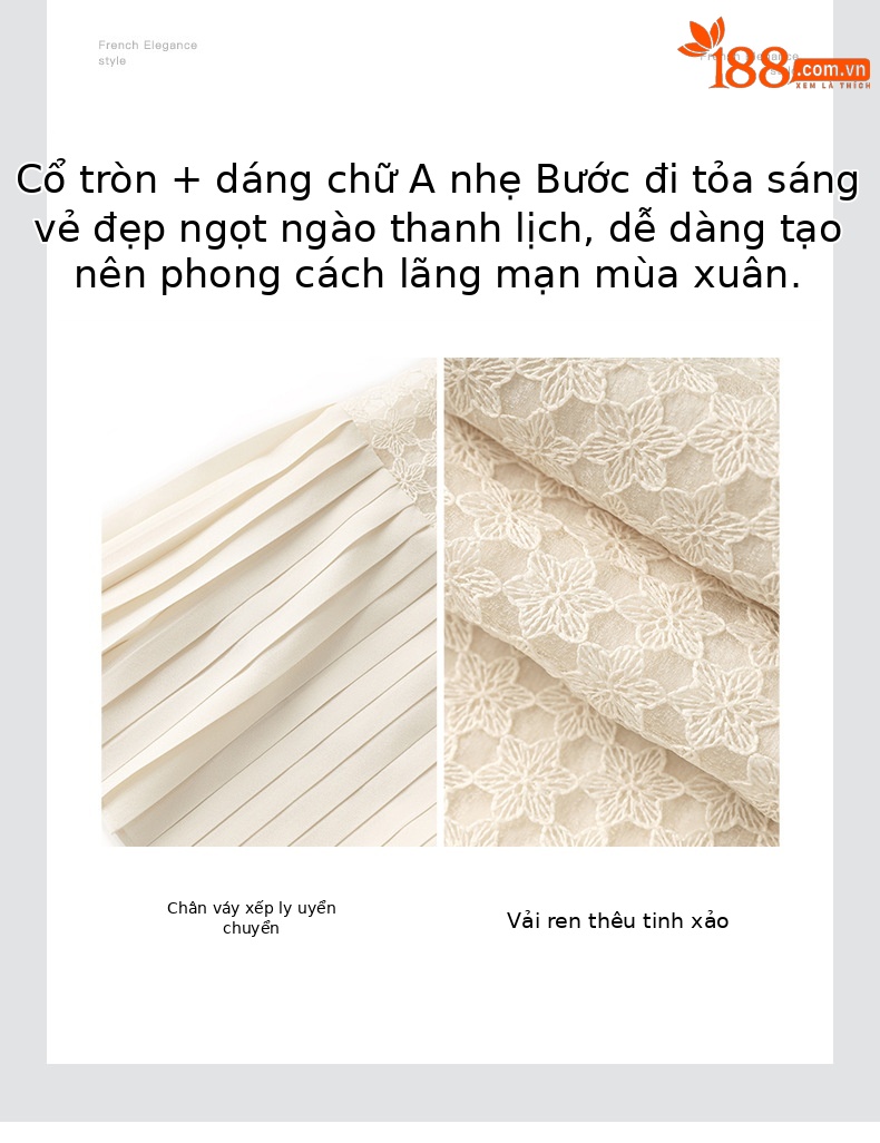 Váy maxi ren hoa hòa tan kết hợp voan crepe xếp ly tay ngắn — Màu mơ chi tiết 5