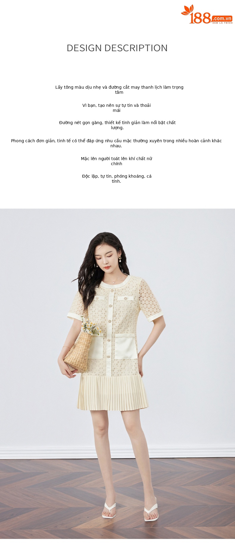 Váy maxi ren hoa hòa tan kết hợp voan crepe xếp ly tay ngắn — Màu mơ chi tiết 2