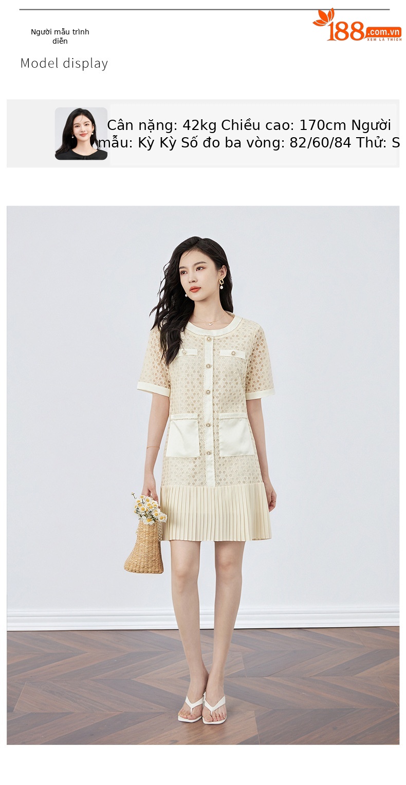Váy maxi ren hoa hòa tan kết hợp voan crepe xếp ly tay ngắn — Màu mơ chi tiết 6