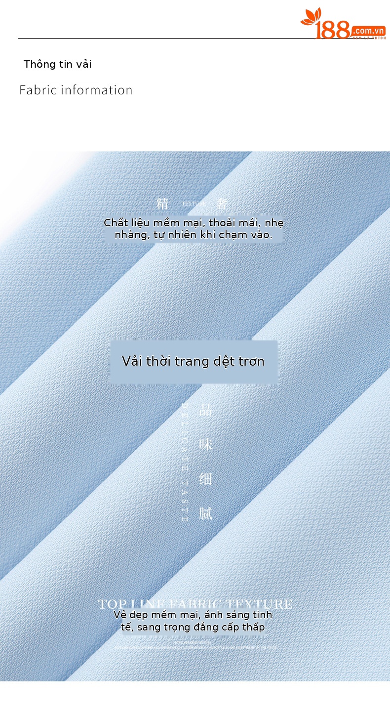 Đầm liền nữ cổ chữ V xếp ly tay lỡ, chất liệu sequin lấp lánh kiểu dáng quý bà — Màu xanh lam nhạt chi tiết 3