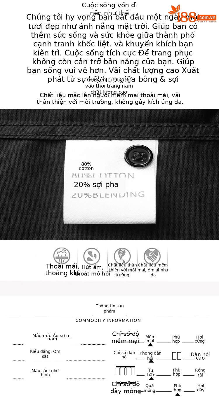 Áo sơ mi nam ngắn tay thêu họa tiết ong nhỏ, chất liệu cotton thoáng mát, form dáng thon thả — Màu trắng, Màu đen chi tiết 3