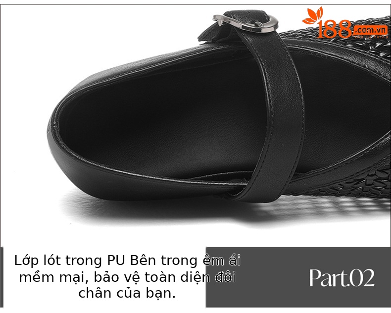Giày bệt nữ mũi tròn mặt lưới thoáng khí quai khuy ngang đế bằng phong cách cổ điển — 7125 Màu đen, 7125 màu be chi tiết 16