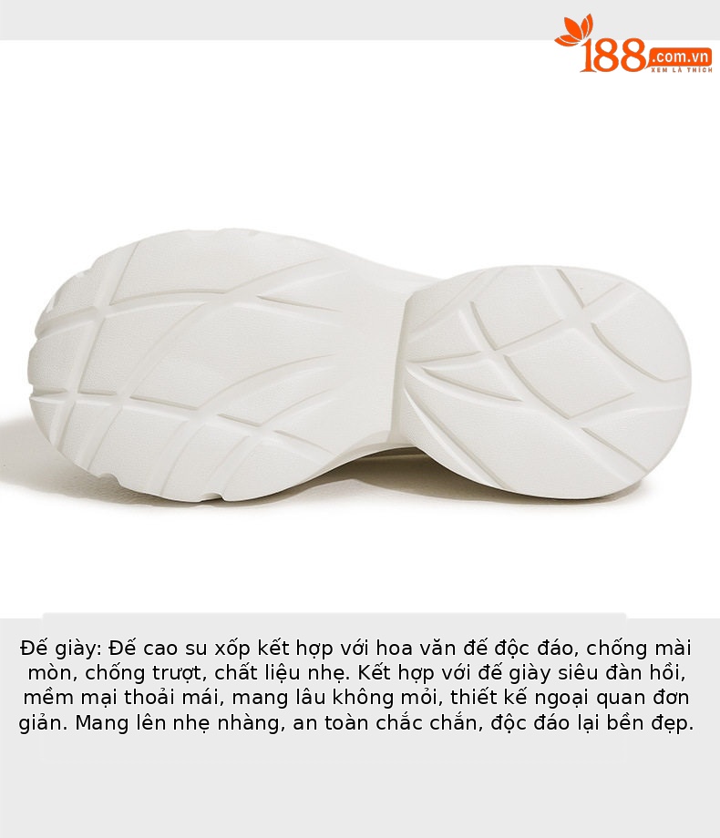 Giày sneaker nữ chunky đế dày màu trắng, form mũi tròn, phong cách thể thao casual — Bạc, Trắng chi tiết 7