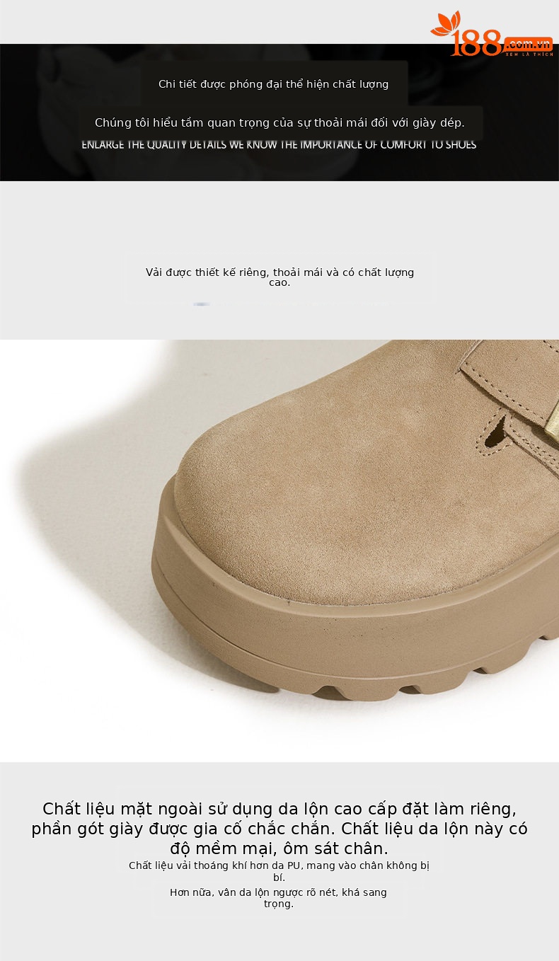 Sandal nữ Birkenstock da thật quai chữ V đế dày mùa hè — Lạc đà, Mơ chi tiết 6