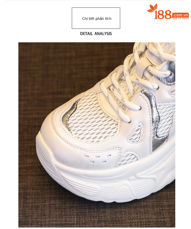 Giày sneaker nữ đế dày lưới thoáng khí HY5166 — màu be chi tiết 7