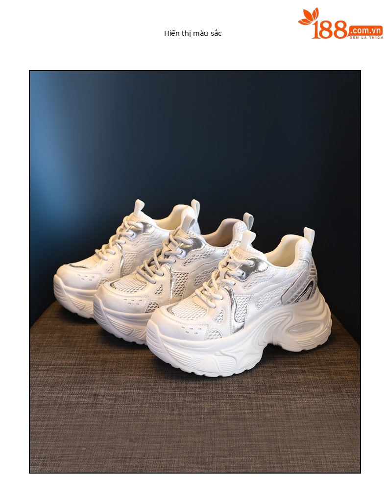 Giày sneaker nữ đế dày lưới thoáng khí HY5166 — màu be chi tiết 18
