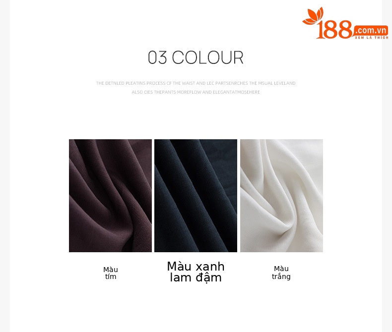 Quần ống rộng nữ cạp cao suông rộng dáng 9 phần vải linen lyocell — màu xanh hải quân chi tiết 5