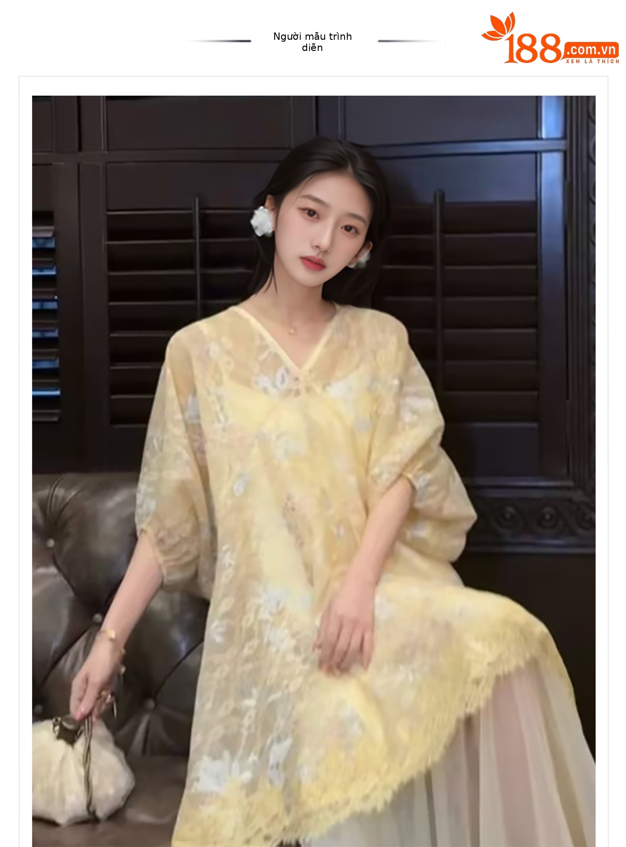 Đầm maxi nữ thêu ren phong cách dân tộc hai dây bộ hai món N4001 — Màu tím hồng, Vàng chanh chi tiết 1