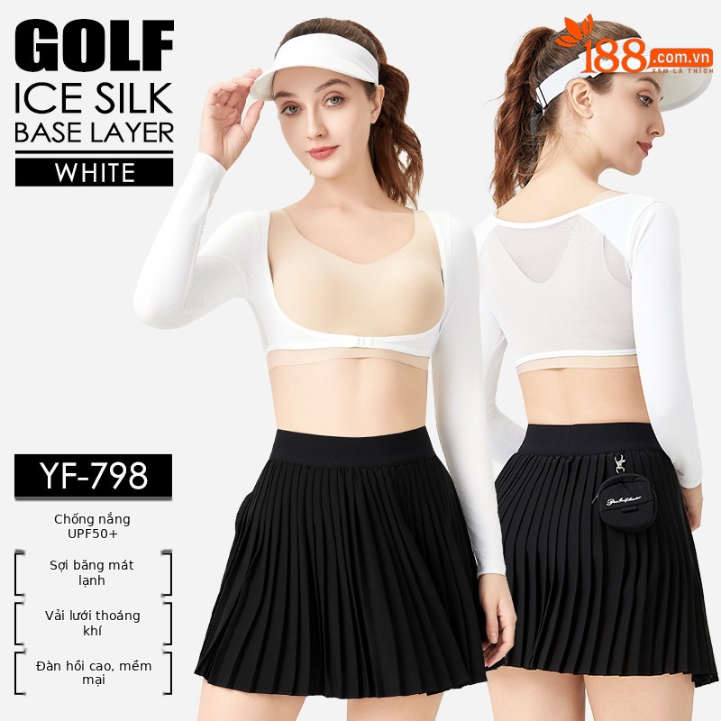 Áo chống nắng nữ dài tay Ice Silk UPF50+ mùa hè — Áo sơ mi đáy trắng YF798 [UPF50+/lụa băng mát/mesh thoáng khí/độ đàn hồi và mềm mại cao]