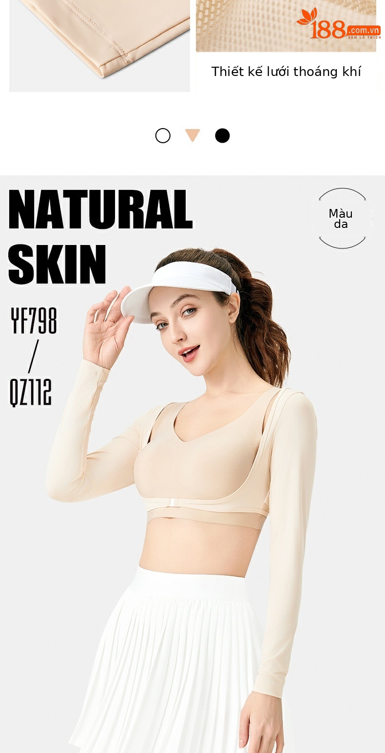 Áo chống nắng nữ dài tay Ice Silk UPF50+ mùa hè — Áo sơ mi đáy trắng YF798 [UPF50+/lụa băng mát/mesh thoáng khí/độ đàn hồi và mềm mại cao] chi tiết 3
