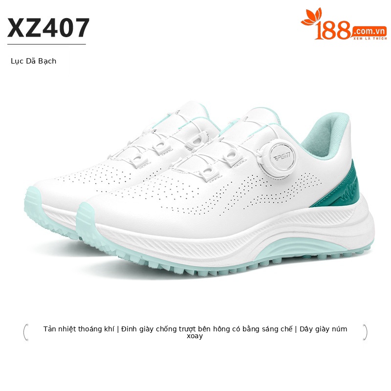 Giày golf trẻ em PGM chống trượt thoáng khí có nút vặn — XZ407-Xanh và trắng [Thoáng khí/Chống trượt/Núm dây giày] XZ407