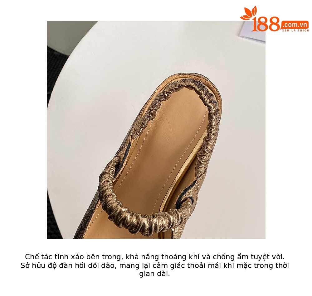 Sandal cao gót nữ mũi nhọn bít mũi da cừu kiểu Pháp, gót cao 9 cm — Màu vàng chi tiết 18