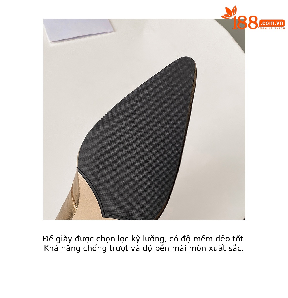 Sandal cao gót nữ mũi nhọn bít mũi da cừu kiểu Pháp, gót cao 9 cm — Màu vàng chi tiết 20