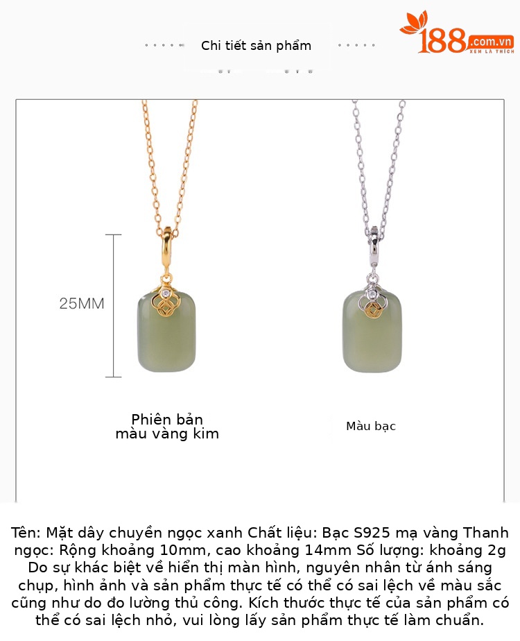Mặt dây chuyền bạc S925 hình vuông đồng xu mạ vàng đơn giản — Kiểu bạc (không có dây chuyền) chi tiết 3