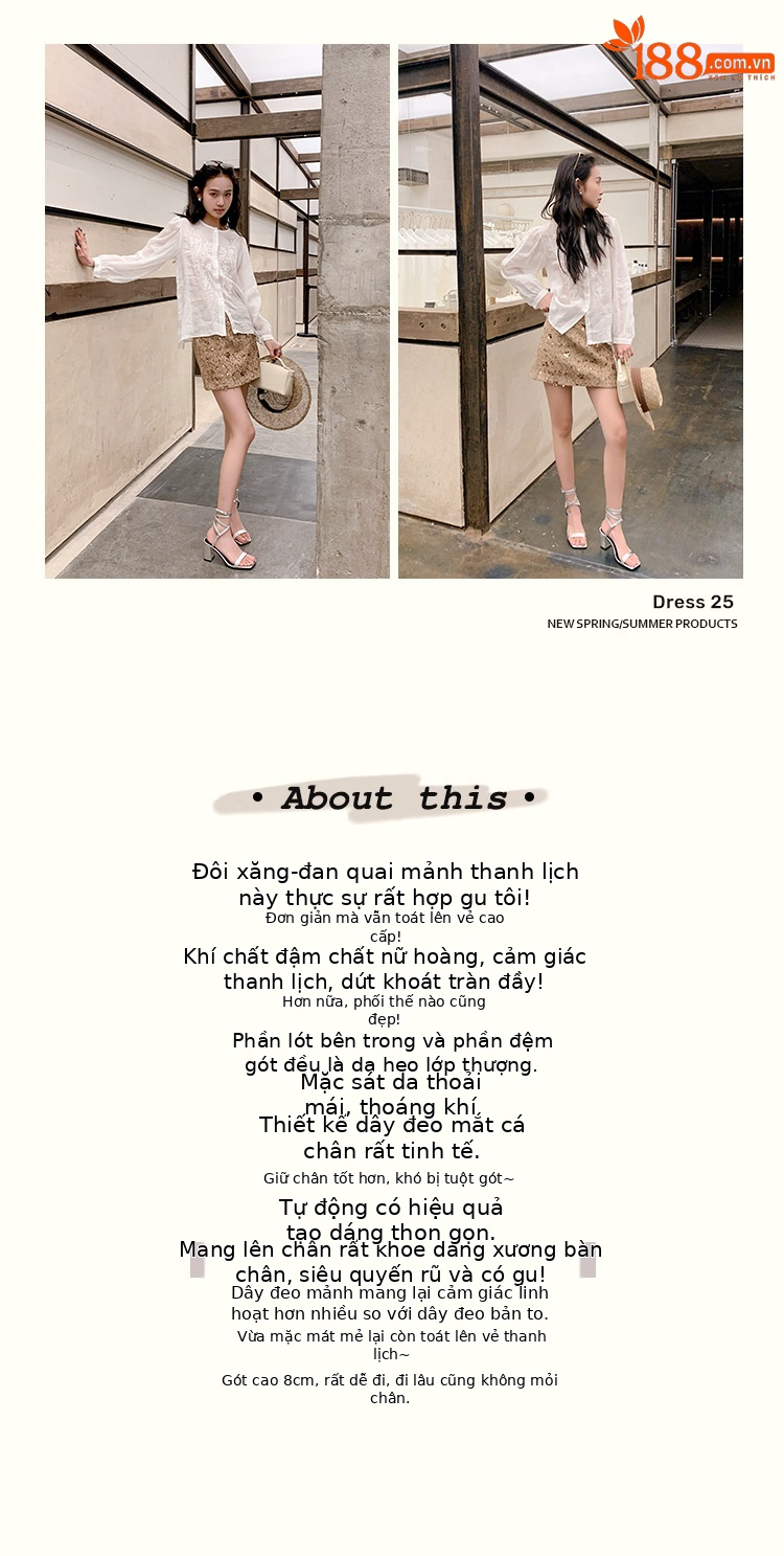 Sandal cao gót nữ hở mũi quai chân phong cách tiên nữ gót thô — Màu đen chi tiết 2