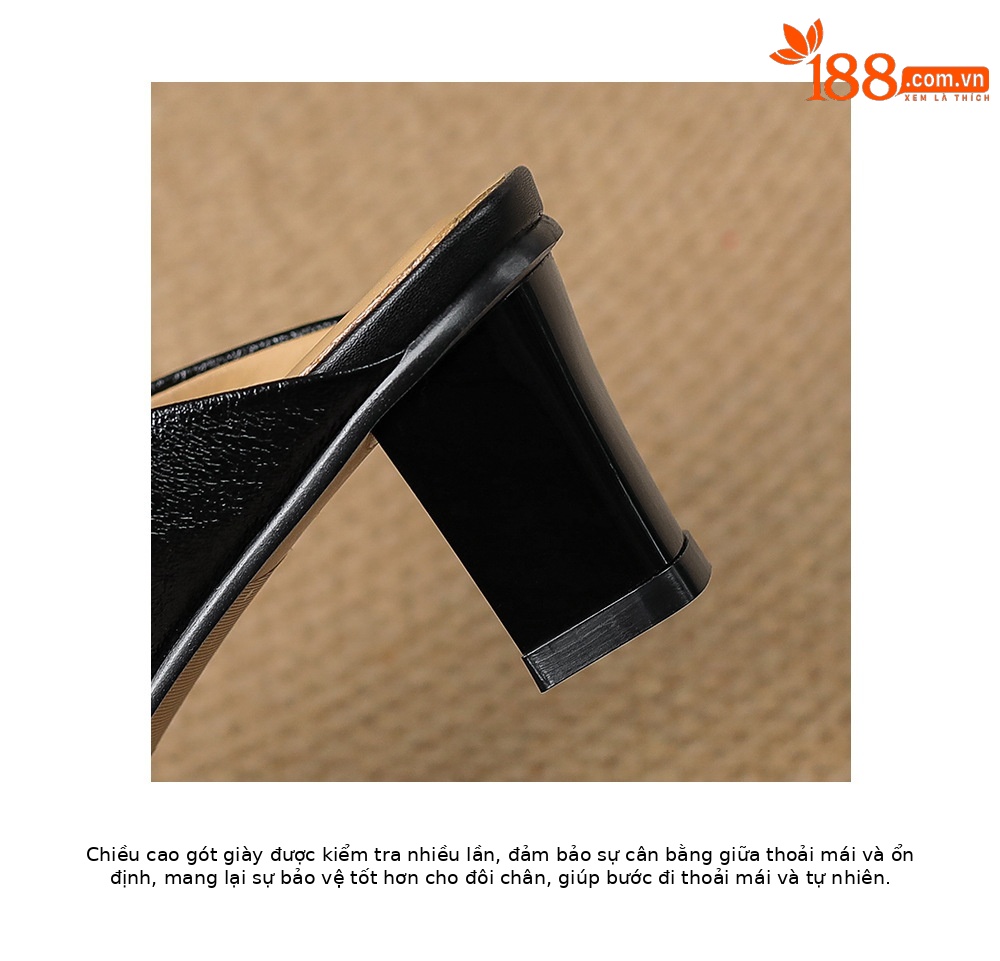 Dép mule nữ da cừu mũi nhọn cao gót 5 cm – sandal hè dáng suông — đen, vàng chi tiết 16
