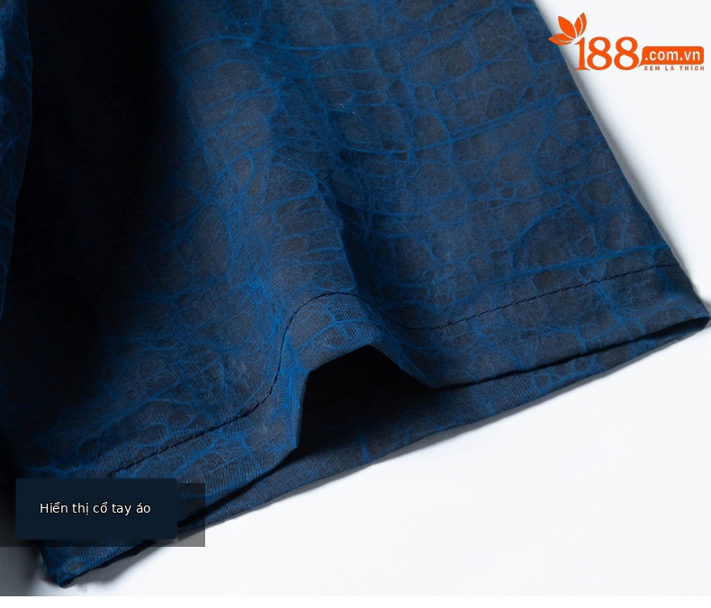Áo sơ mi nam ngắn tay lụa dâu tằm cao cấp họa tiết vân mây — Màu xanh lam G6033 chi tiết 16
