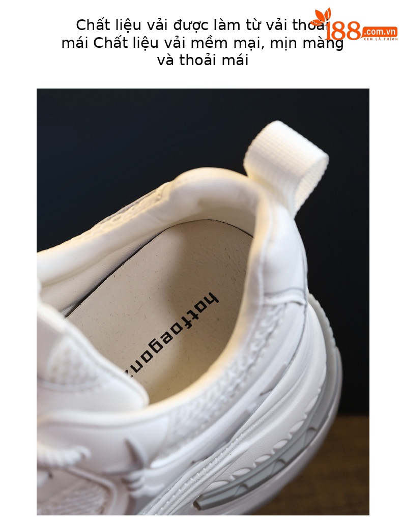 Giày sneaker nữ đế dày tăng chiều cao lưới thoáng khí — Màu trắng chi tiết 8