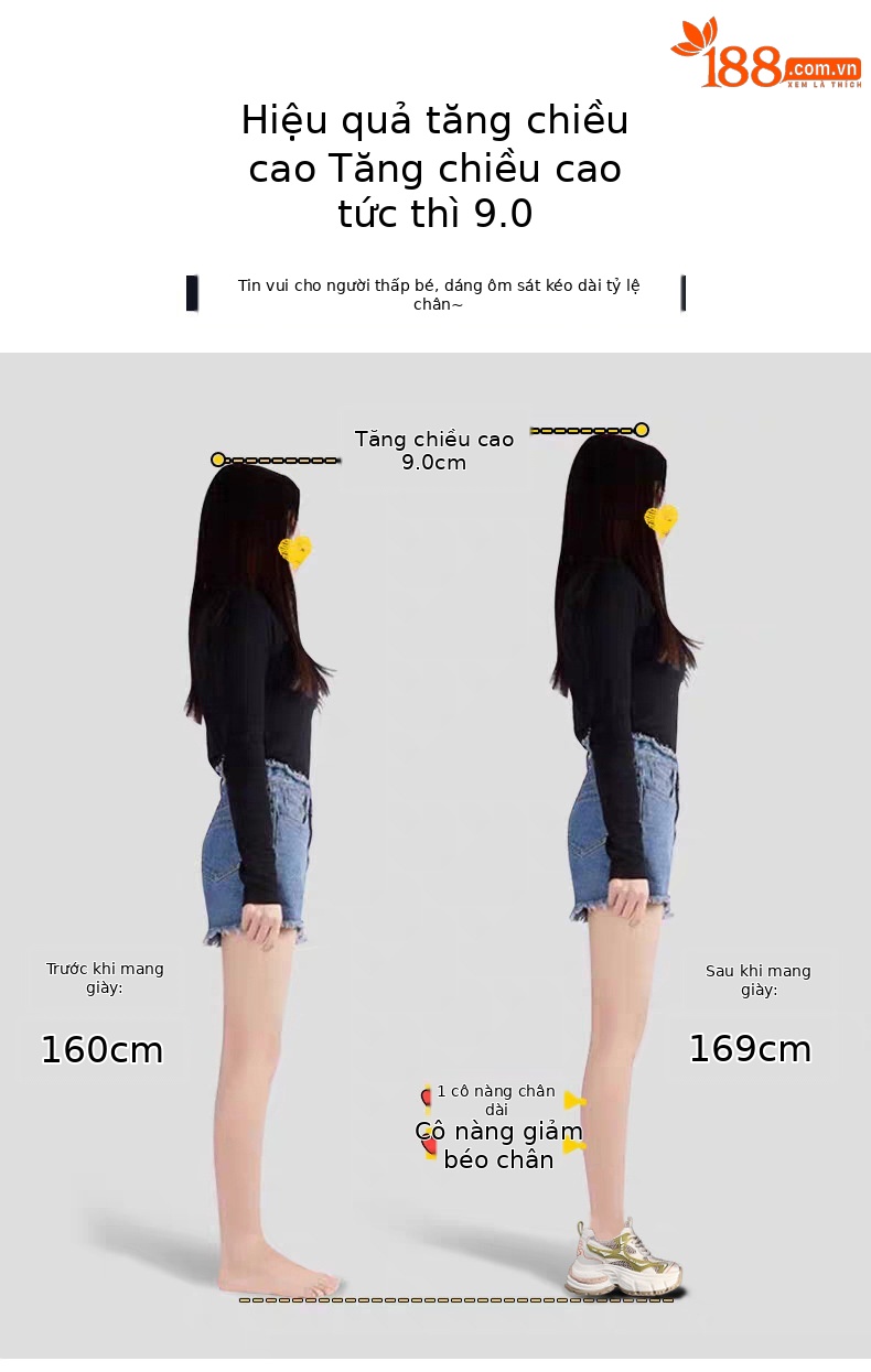 Giày sneaker nữ đế dày tăng chiều cao lưới thoáng khí — Màu trắng chi tiết 4