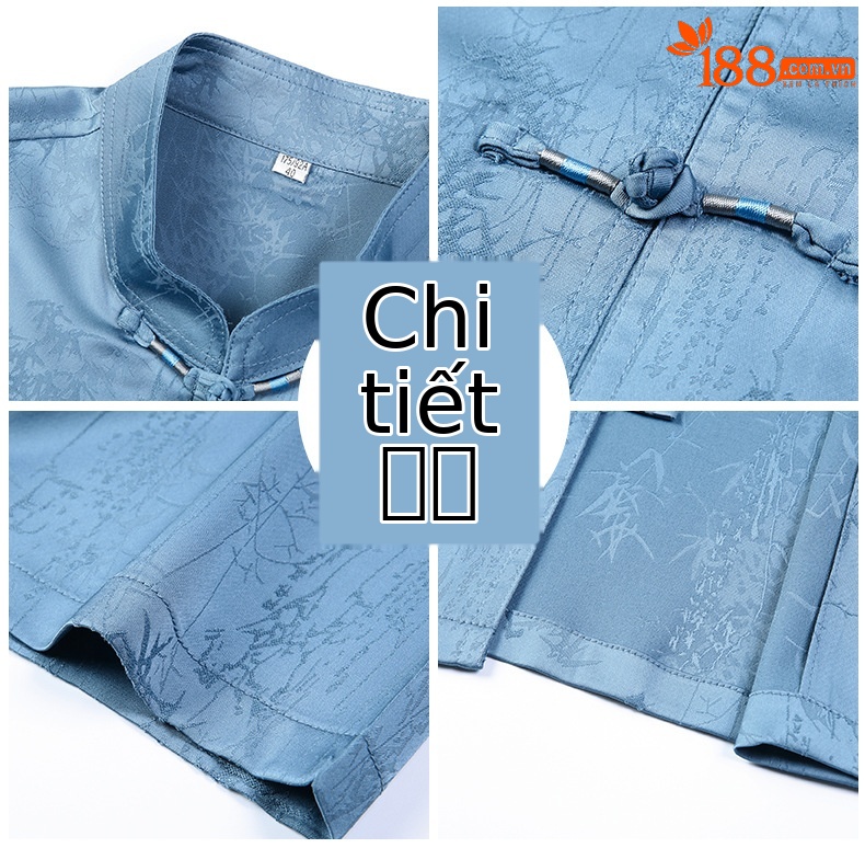 Áo sơ mi nam tay ngắn lụa tơ tằm phong cách Trung Quốc mùa hè — Màu đỏ MJ-9302 chi tiết 4