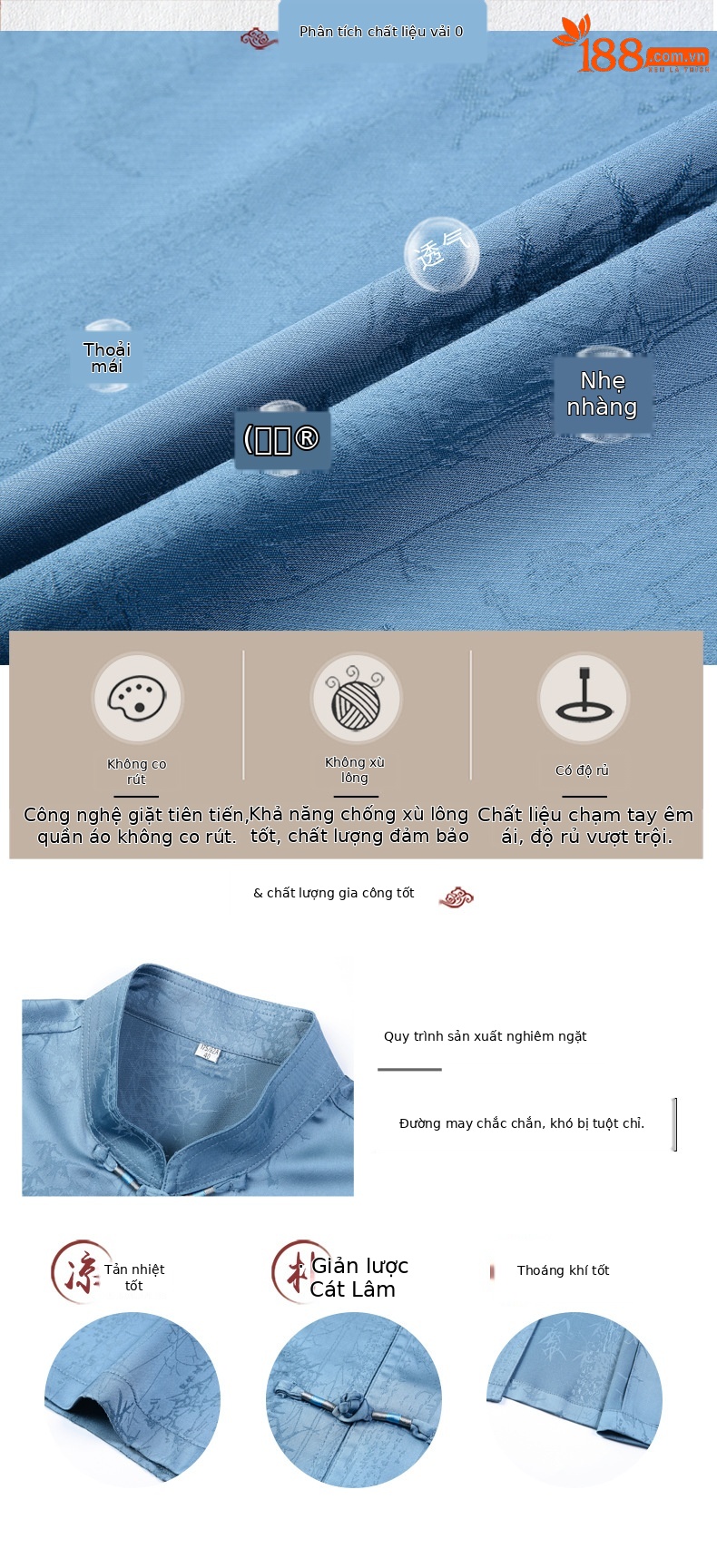 Áo sơ mi nam tay ngắn lụa tơ tằm phong cách Trung Quốc mùa hè — Màu đỏ MJ-9302 chi tiết 3
