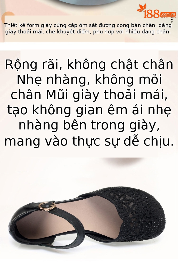 Giày nữ lưới bít mũi đế mềm gân bò cho người trung niên và cao tuổi — Màu be chi tiết 4