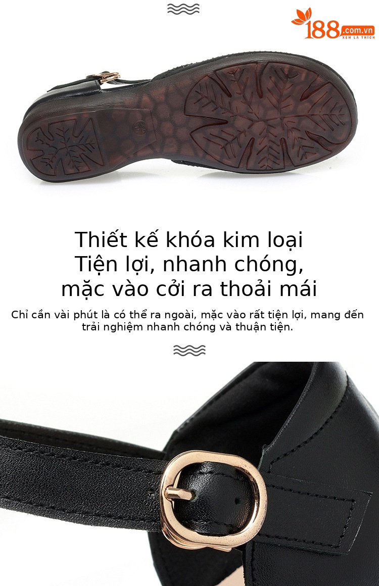Giày nữ lưới bít mũi đế mềm gân bò cho người trung niên và cao tuổi — Màu be chi tiết 7