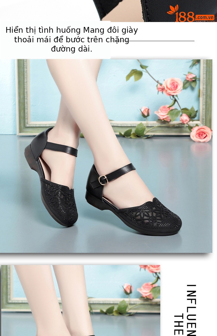 Giày nữ lưới bít mũi đế mềm gân bò cho người trung niên và cao tuổi — Màu be chi tiết 8
