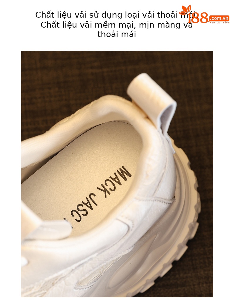 Giày sneaker nữ đế dày tăng chiều cao, phối ngọc trai và nơ, phong cách bánh xốp — Màu be chi tiết 8