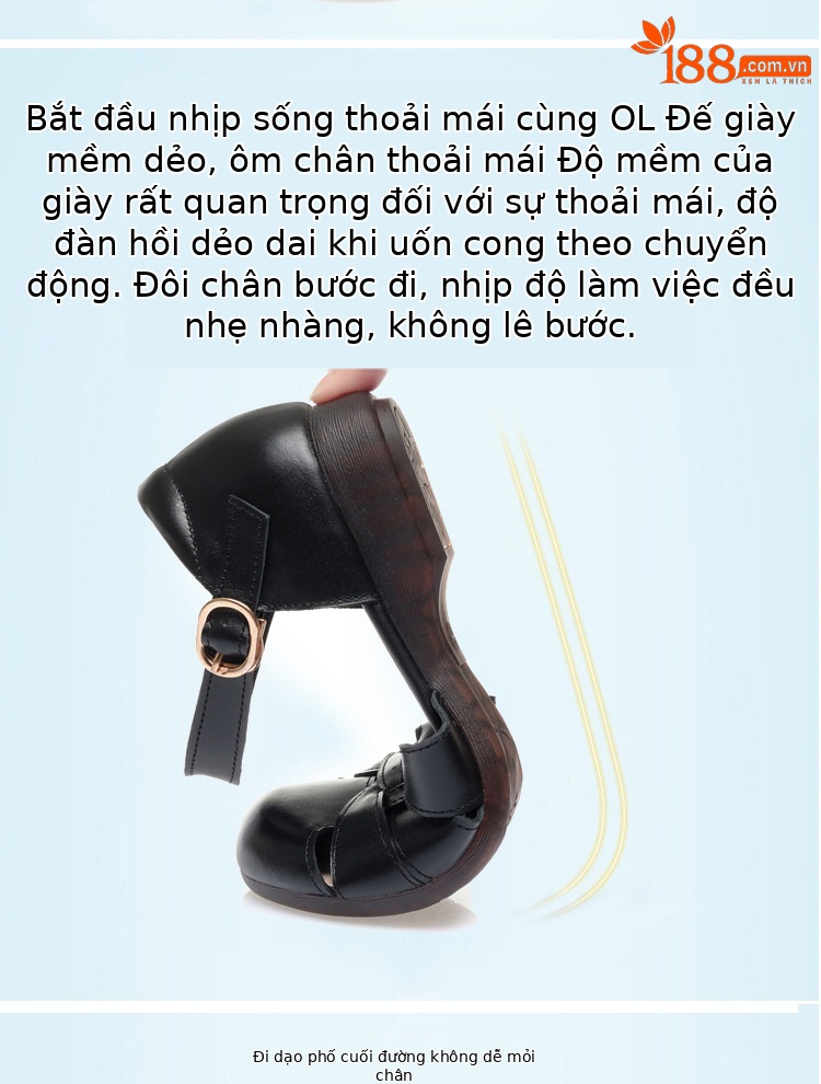 Dép sandal nữ xỏ ngón đế bệt thoải mái cho người già — Màu đen chi tiết 5