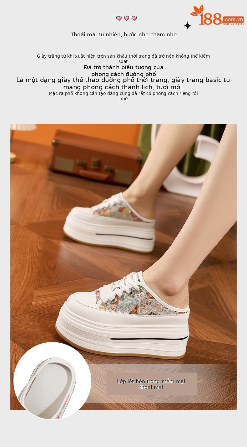 Sandal cao gót nữ hở mũi quai ngang đế dày, gót siêu cao 8 cm, phong cách thể thao — Trắng, Bạch kim chi tiết 5