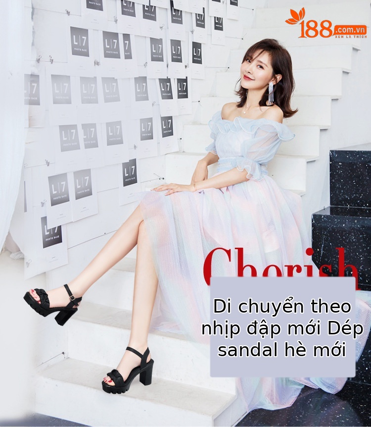 Sandal cao gót nữ đế platform gót vuông 8,5 cm mũi hở thời trang — Màu mơ 8,5 cm, Màu đen 8,5 cm, Màu đen 6.5cm, Màu mơ 6,5 cm chi tiết 1