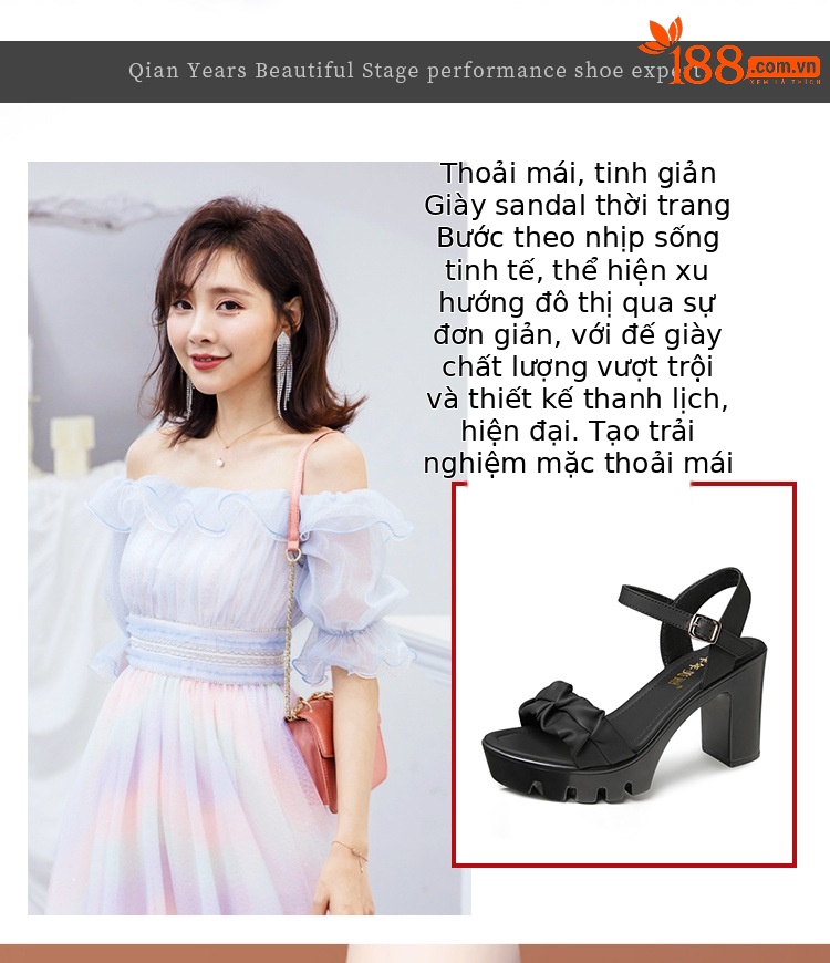 Sandal cao gót nữ đế platform gót vuông 8,5 cm mũi hở thời trang — Màu mơ 8,5 cm, Màu đen 8,5 cm, Màu đen 6.5cm, Màu mơ 6,5 cm chi tiết 2
