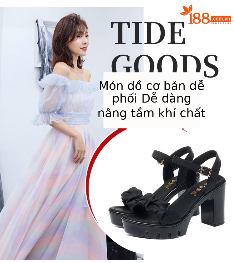 Sandal cao gót nữ đế platform gót vuông 8,5 cm mũi hở thời trang — Màu mơ 8,5 cm, Màu đen 8,5 cm, Màu đen 6.5cm, Màu mơ 6,5 cm chi tiết 7