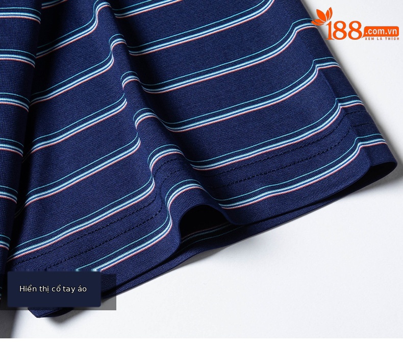 Áo polo nam tay ngắn lụa tơ tằm cao cấp cổ bẻ sọc kẻ — Màu xanh JS1601077-7 chi tiết 15