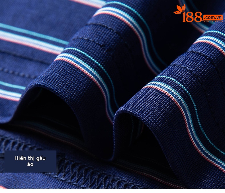 Áo polo nam tay ngắn lụa tơ tằm cao cấp cổ bẻ sọc kẻ — Màu xanh JS1601077-7 chi tiết 16