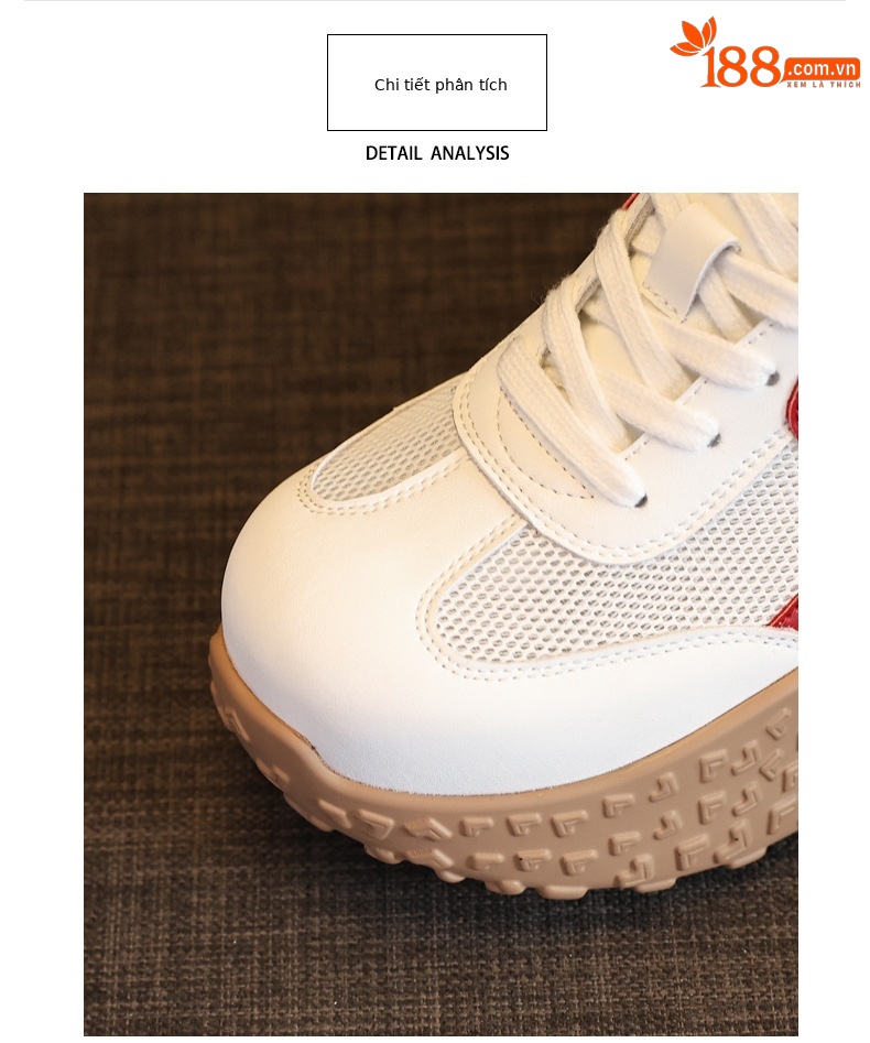 Giày sneaker nữ đế dày phong cách Forrest Gump thoáng khí lưới đơn tăng chiều cao — Màu hồng chi tiết 6