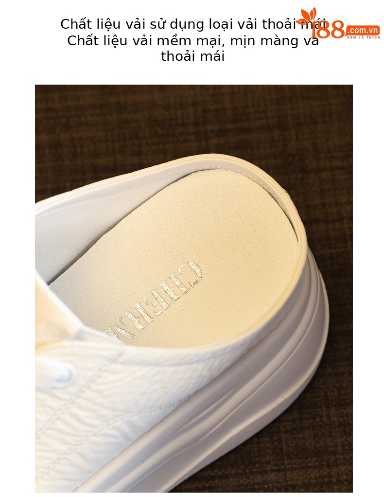 Giày sneaker nữ đế dày tăng chiều cao, mũi tròn bít, phong cách thể thao mùa hè 2025 — Màu be, Màu hồng, Màu vàng chi tiết 7