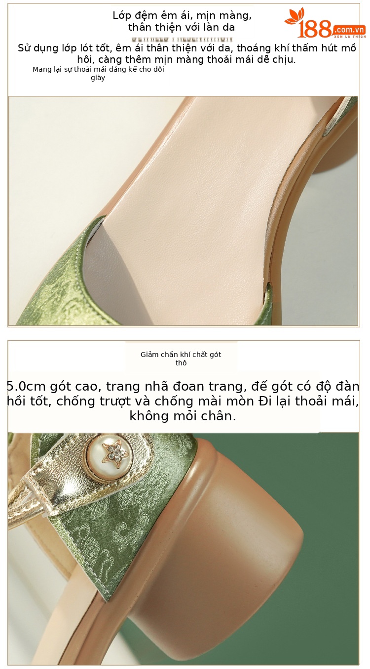 Giày cao gót nữ mũi nhọn da thật phong cách Trung Quốc — đen chi tiết 6