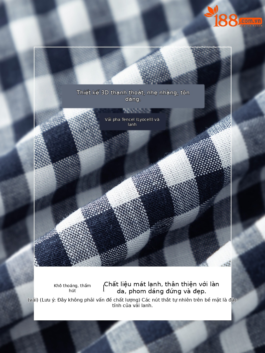 Quần culottes nữ ống rộng cạp cao kẻ sọc linen phong cách Hàn Quốc mùa hè — Caro xanh lam