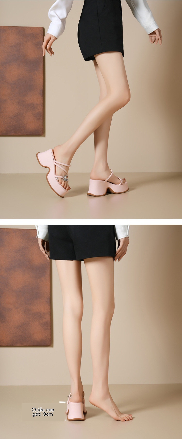 Dép sandal nữ quai chữ V đơn giản phong cách hè — Trắng, Đen, Hồng chi tiết 4