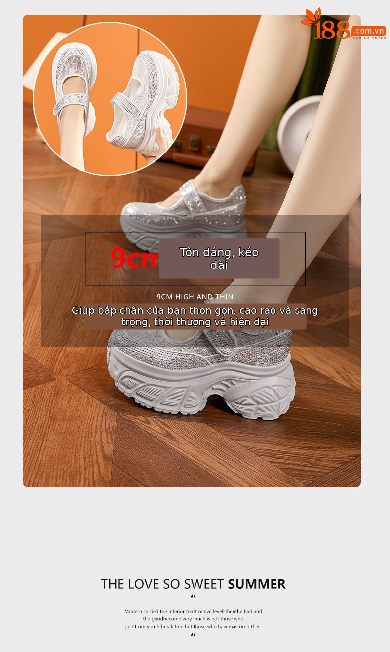 Giày Mary Jane nữ quai ngang có khóa, đế dày tăng chiều cao, gót siêu cao 8 cm — Trắng, Bạc chi tiết 9