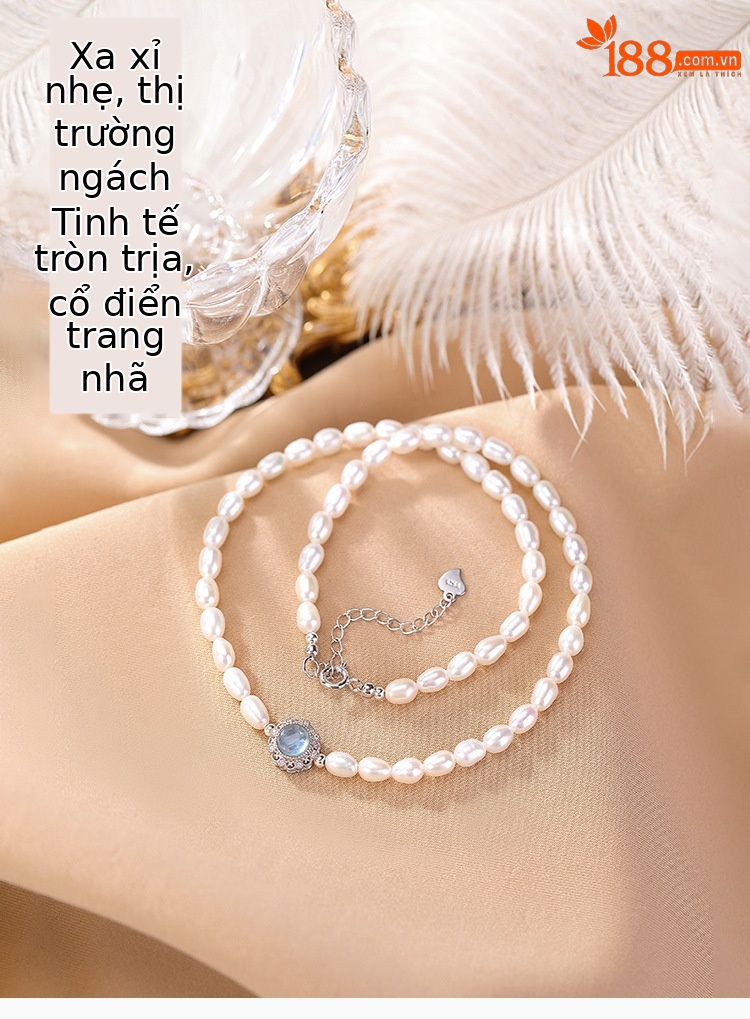 Vòng tay bạc S925 đính ngọc trai nước ngọt thiết kế cung điện gấp đôi — Một chiếc chi tiết 1