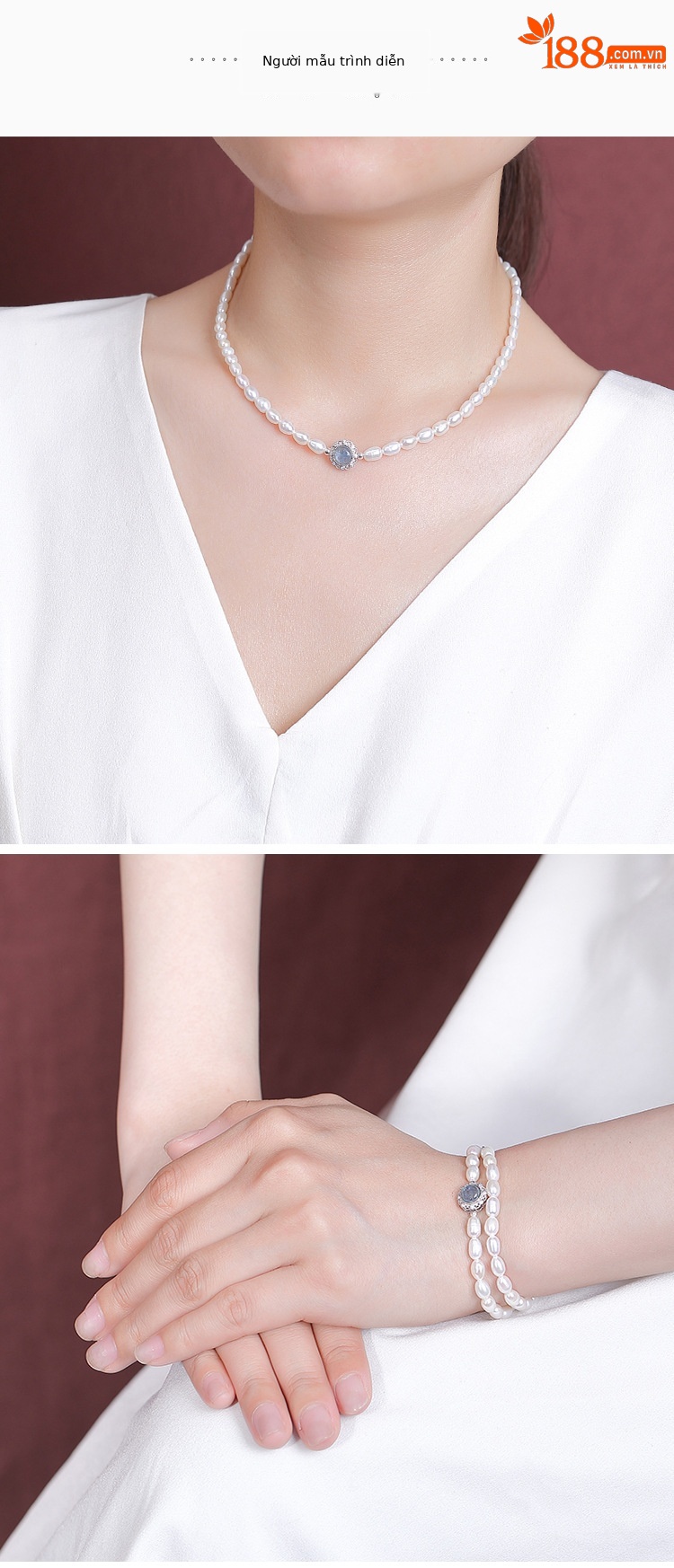 Vòng tay bạc S925 đính ngọc trai nước ngọt thiết kế cung điện gấp đôi — Một chiếc chi tiết 5