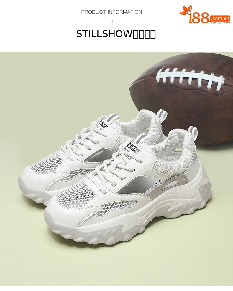Sneaker sandal nữ da thật đế dày lưới thoáng khí mùa xuân hè 2025 — LJ 58125 mét xám, DH 58275 mẫu xuân thu xanh, LJ 58121 mẫu mùa hè trắng, LJ 58123 trắng nâu chi tiết 8