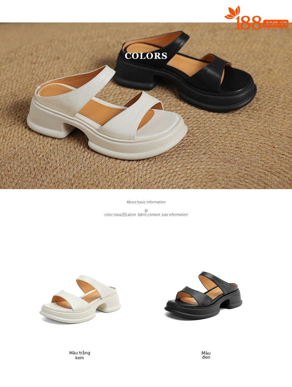 Dép sandal nữ quai ngang đế xốp da bò hở mũi gót thô cao — Màu đen chi tiết 5