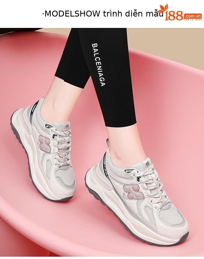 Giày sneaker nữ chạy bộ mesh thoáng khí đế mềm mẫu mới xuân hè 2025 — Trà sữa JST 7055, JST 7055 màu xám, JST 7097 m đen, JST 7036 màu đỏ chi tiết 8