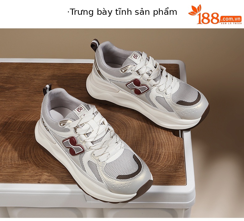 Giày sneaker nữ chạy bộ mesh thoáng khí đế mềm mẫu mới xuân hè 2025 — Trà sữa JST 7055, JST 7055 màu xám, JST 7097 m đen, JST 7036 màu đỏ chi tiết 13