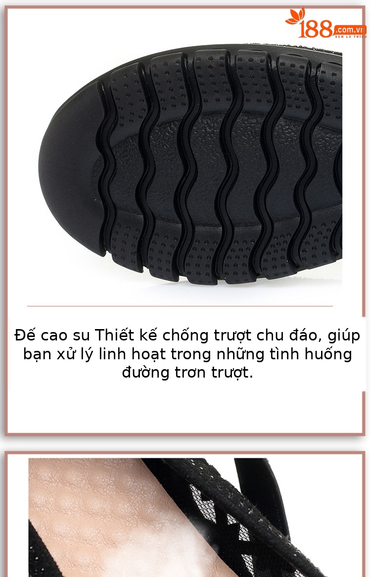 Sandal bít mũi nữ vải lưới da thật đế mềm thoáng khí — Màu be chi tiết 7